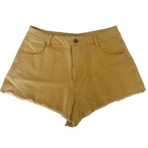 Sadie & Sage High Waist Frayed Edges Cut Off Shorts Mango Yellow Boho Womens M